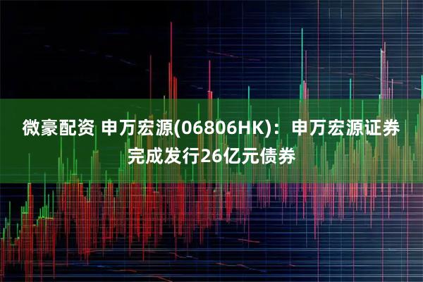微豪配资 申万宏源(06806HK)：申万宏源证券完成发行26亿元债券